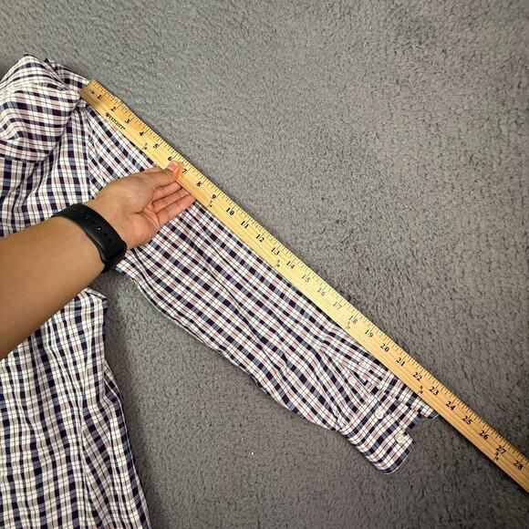 Brunello Cucinelli Button Shirt Mens M Purple Plaid Linen Blend Italy Dress - Picture 8 of 9